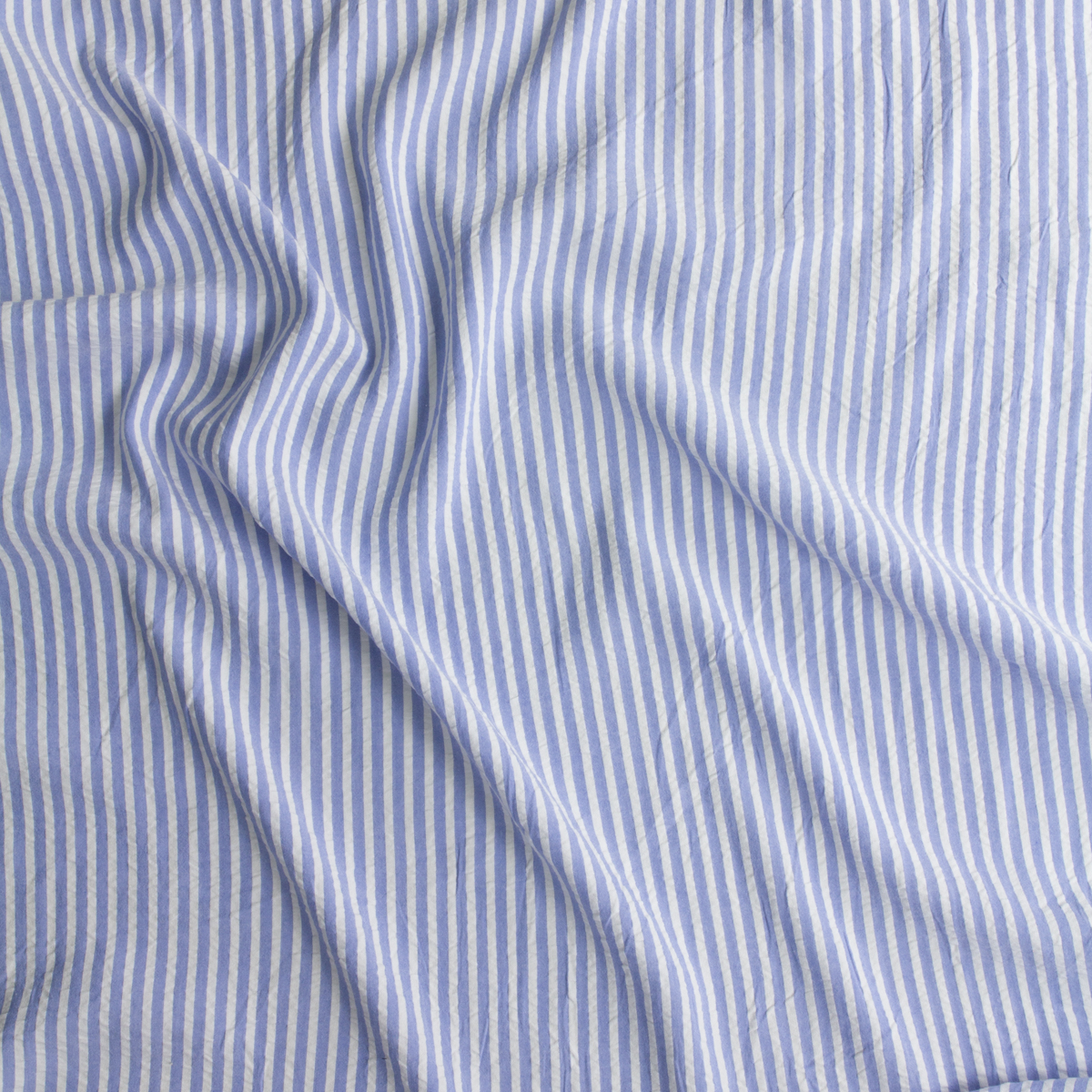 Light Blue and White Vertical Stripe Cotton Seersucker #30700 Fabric By The Yard - Wide shot