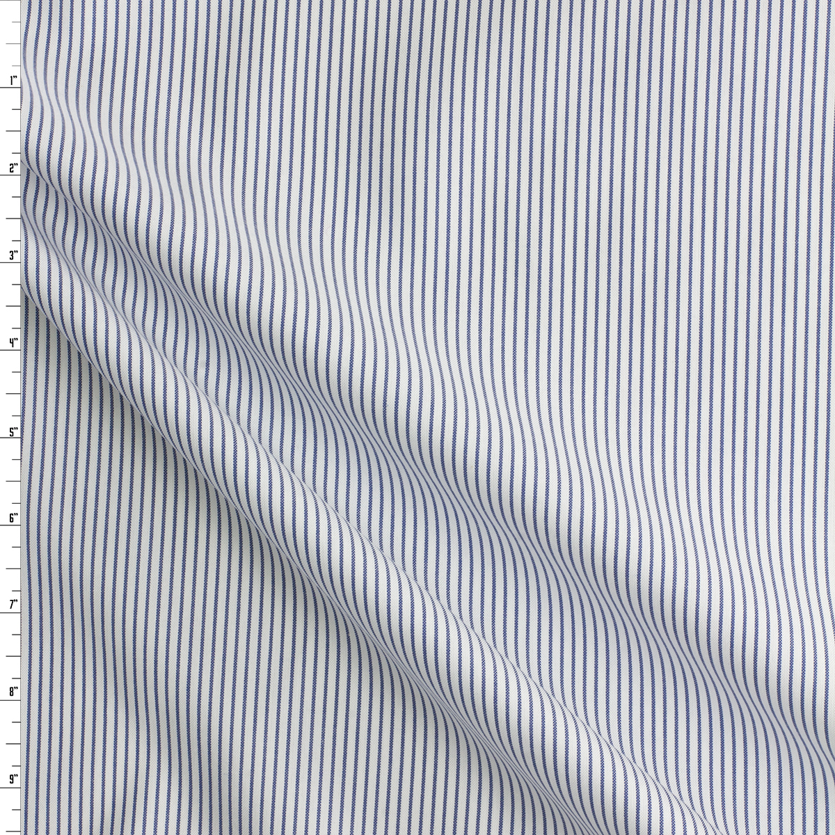 Blue one White Vertical Stripe Designer Cotton Shirting #30712 Fabric By The Yard