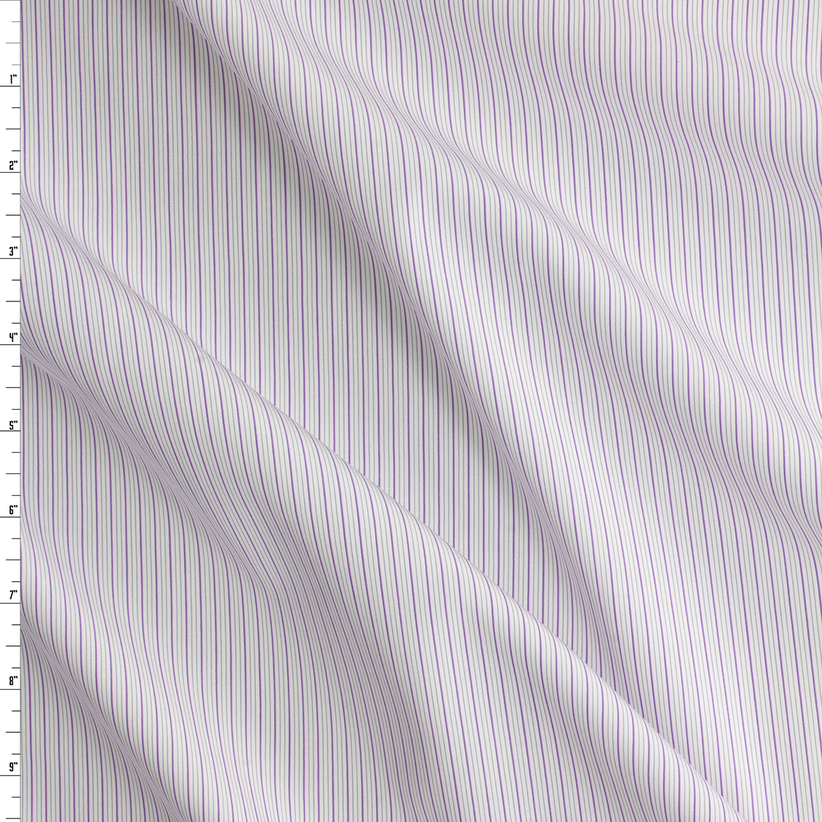 Purple and Grey Micro Stripes on White Designer Cotton Shirting #30714 Fabric By The Yard