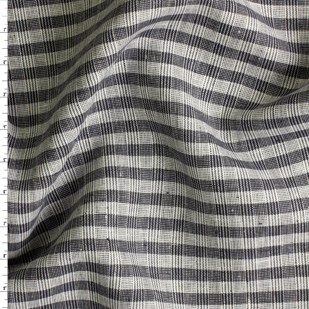 Black and Offwhite Plaid Linen #30722 Fabric By The Yard