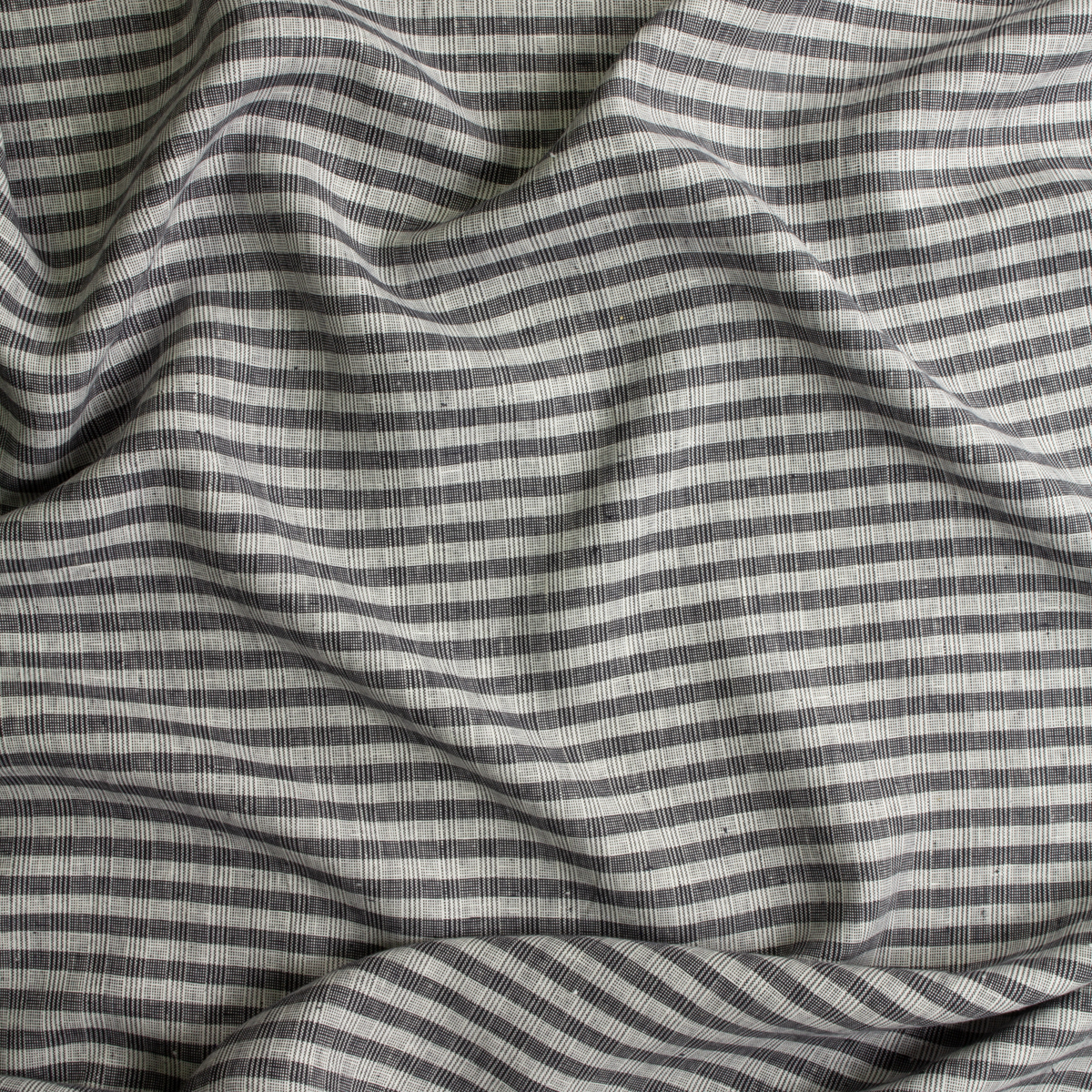 Black and Offwhite Plaid Linen #30722 Fabric By The Yard - Wide shot