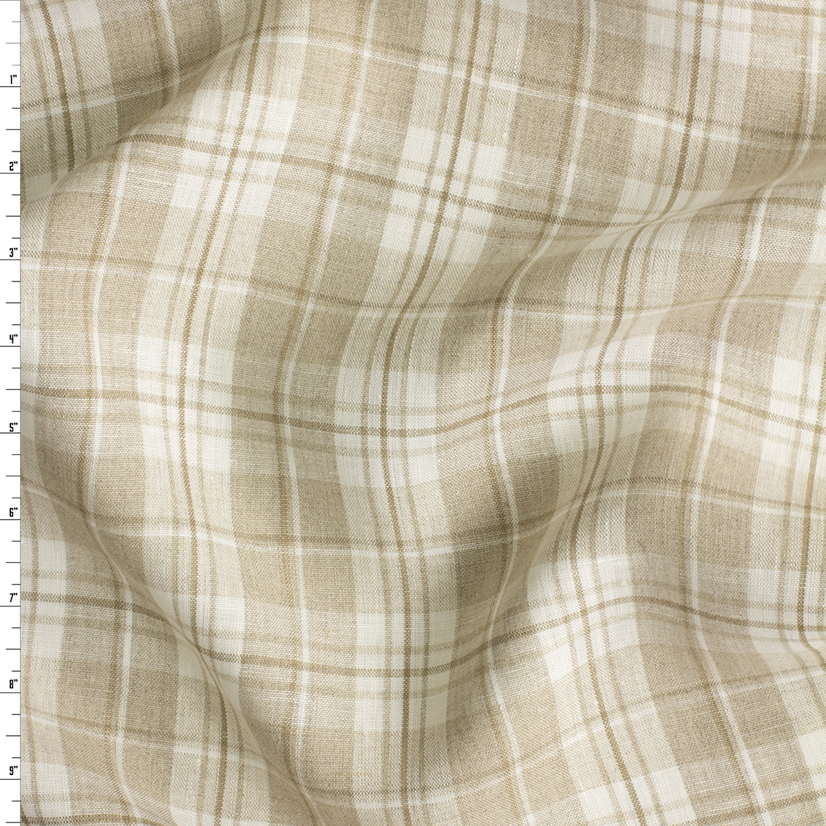 Offwhite and Oatmeal Plaid Linen #30725 Fabric By The Yard