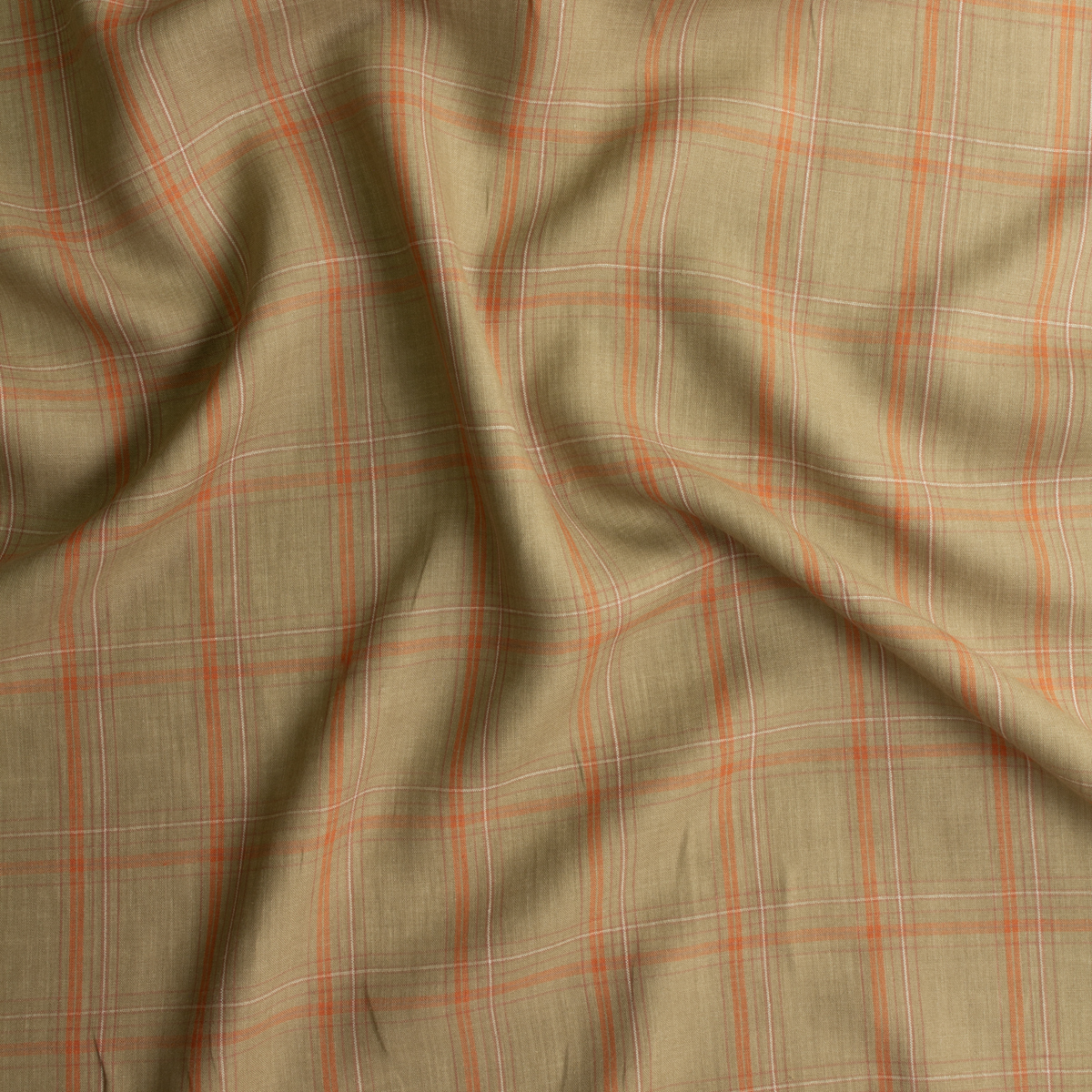 Taupe and Orange Linen #30726 Fabric By The Yard - Wide shot