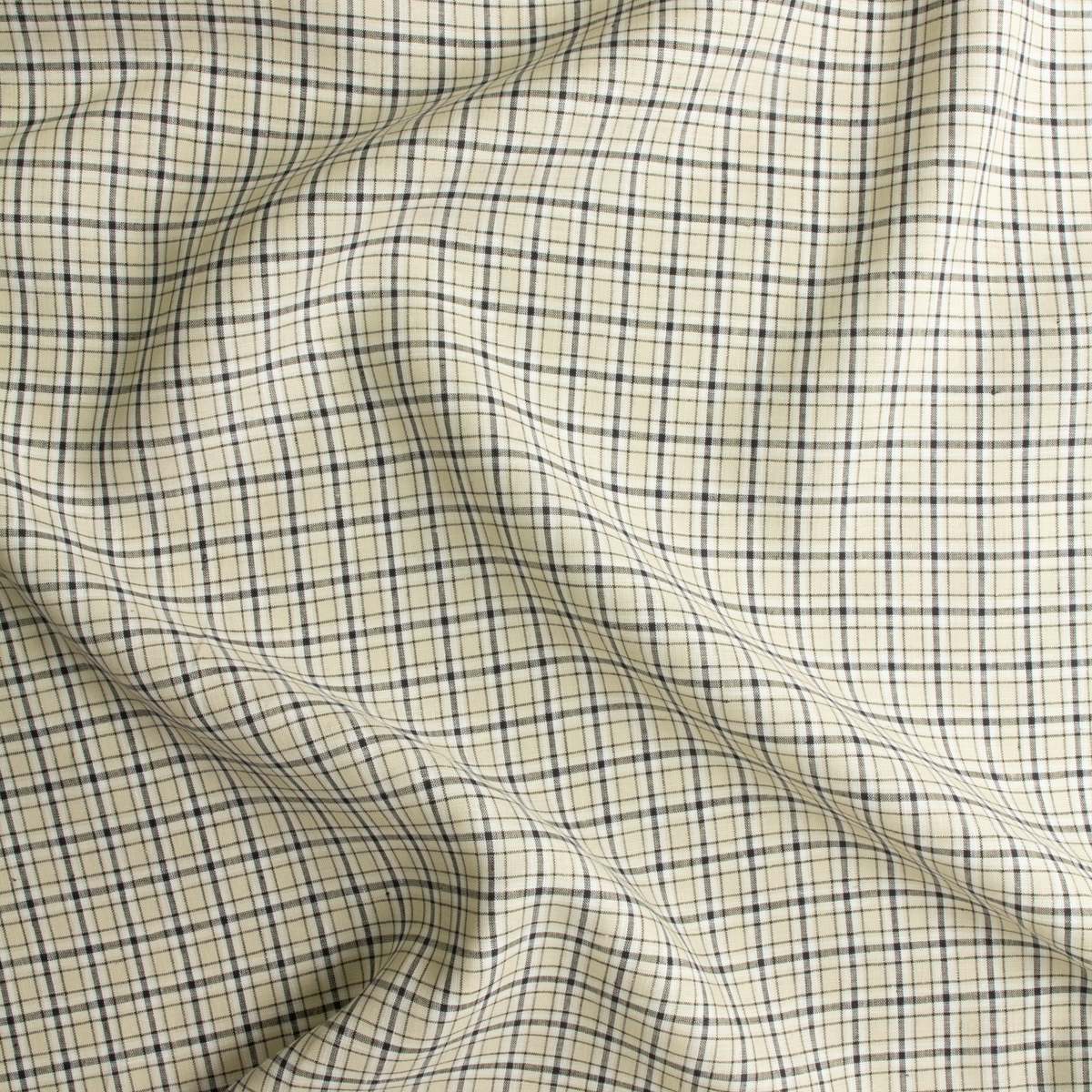 Ivory and Black Plaid Linen #30727 Fabric By The Yard - Wide shot