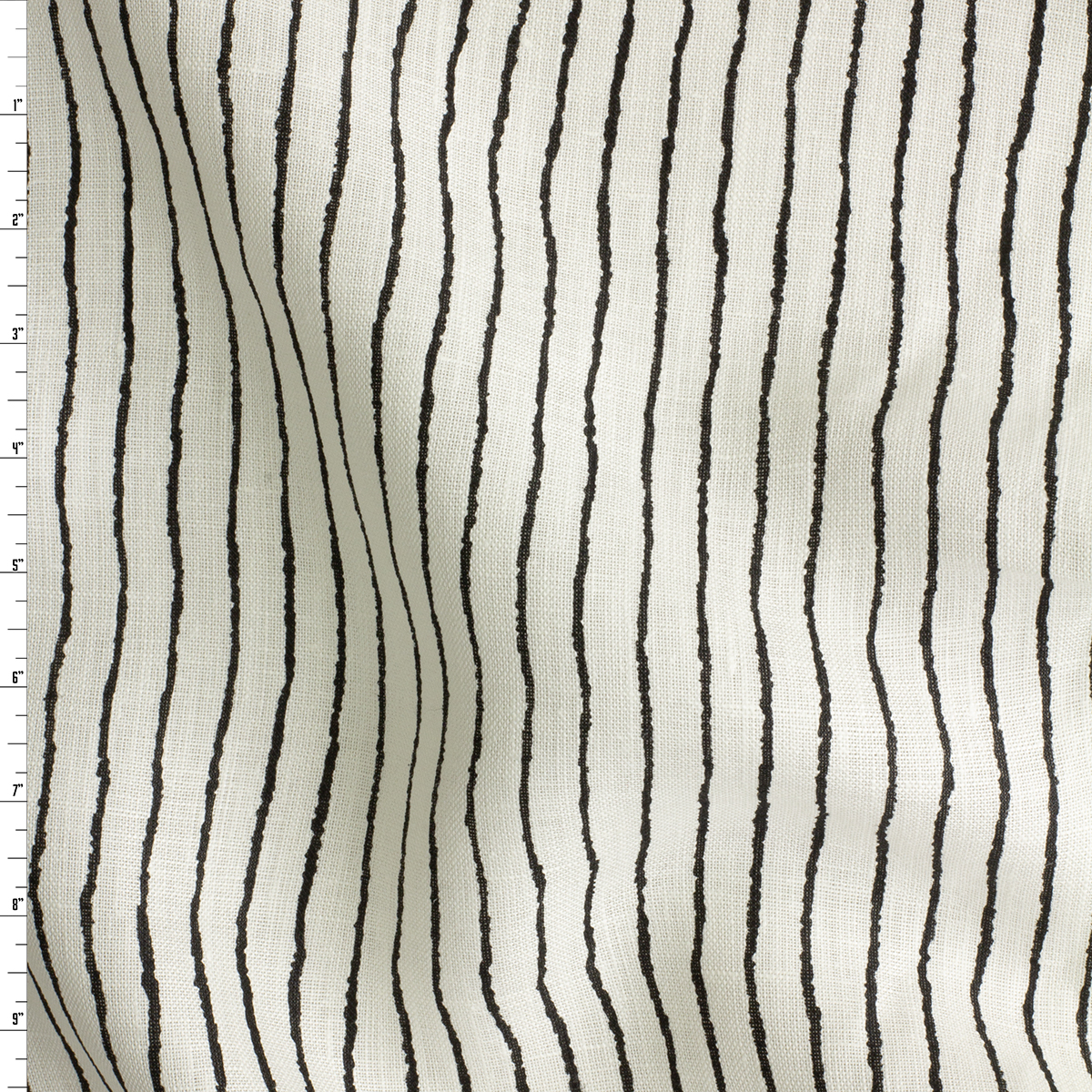 Black on White Paint Stripe Linen #30734 Fabric By The Yard