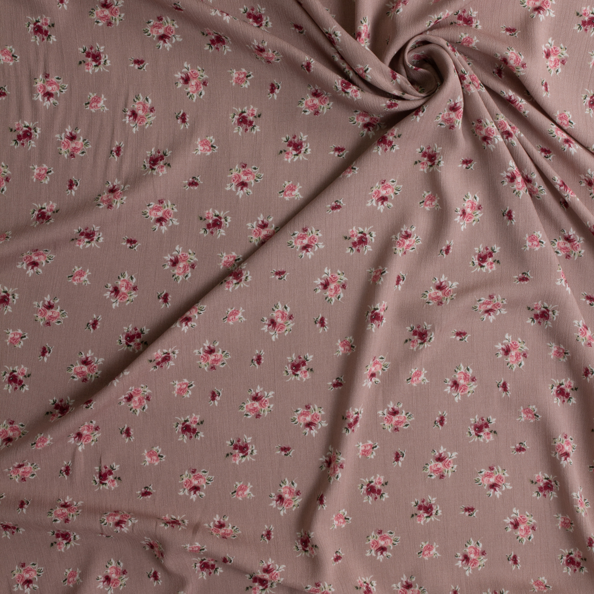 Rose Floral on Mauve Rayon Gauze #30801 Fabric By The Yard - Wide shot
