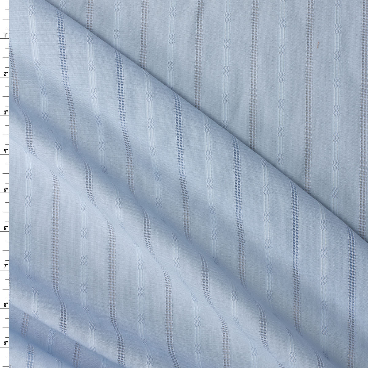 Sky Vertical Stripe Cotton Eyelet #30804 Fabric By The Yard