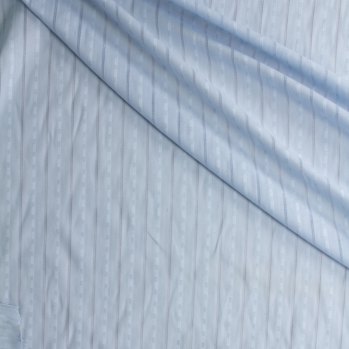 Sky Vertical Stripe Cotton Eyelet #30804 Fabric By The Yard - Wide shot