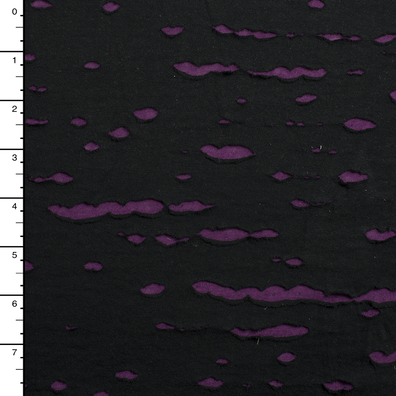 Black/Purple Distressed Grunge-Look Knit