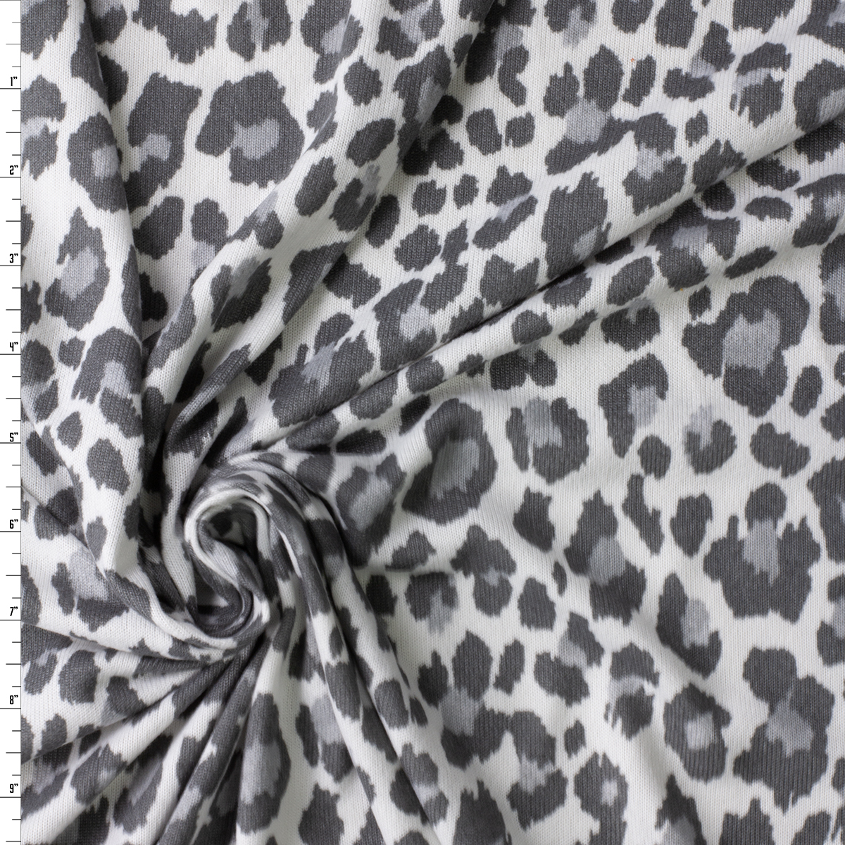 Grey Leopard Brushed Hatchi Sweater Knit #30932 Fabric By The Yard