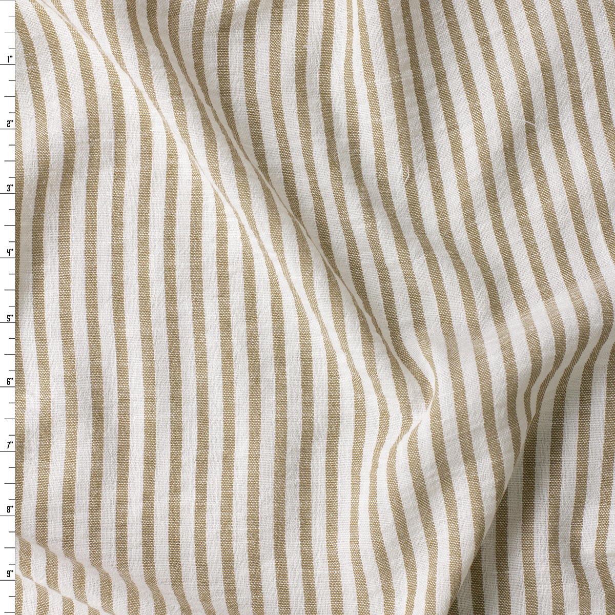 Tan and White Vertical Stripe Rayon Seersucker #30977 Fabric By The Yard