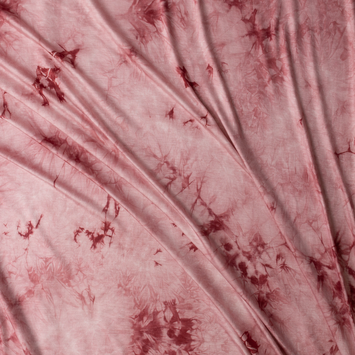 Dusty Pink and Coral Tie Dye Stretch Rayon Jersey Knit #30994 Fabric By The Yard - Wide shot