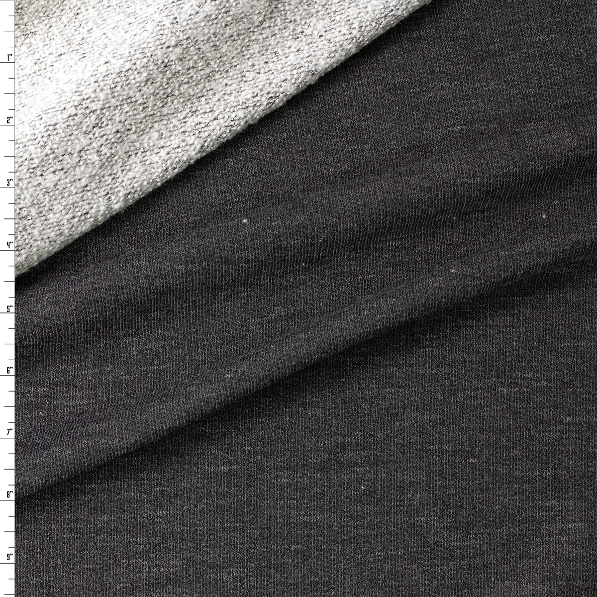 Charcoal with White Back Stretch Cotton French Terry #31006 Fabric By The Yard