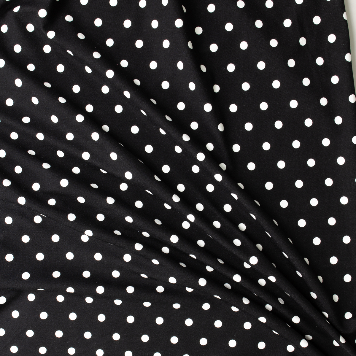 White Polka Dots on Black Ponte De Roma #31011 Fabric By The Yard - Wide shot