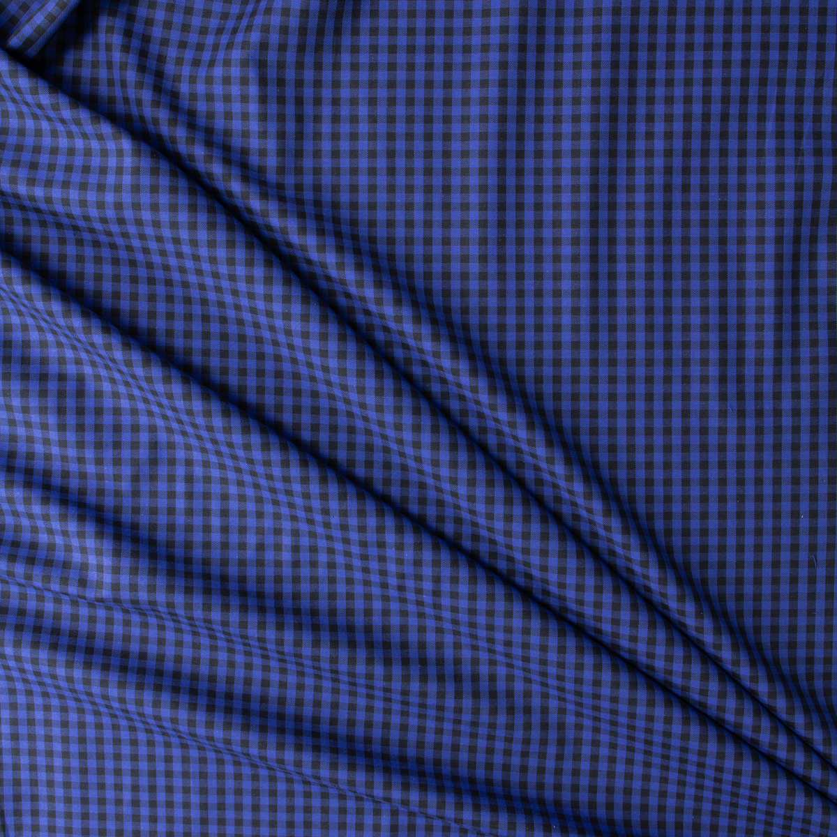 Blue and Black Check Cotton Twill #31106 Fabric By The Yard - Wide shot