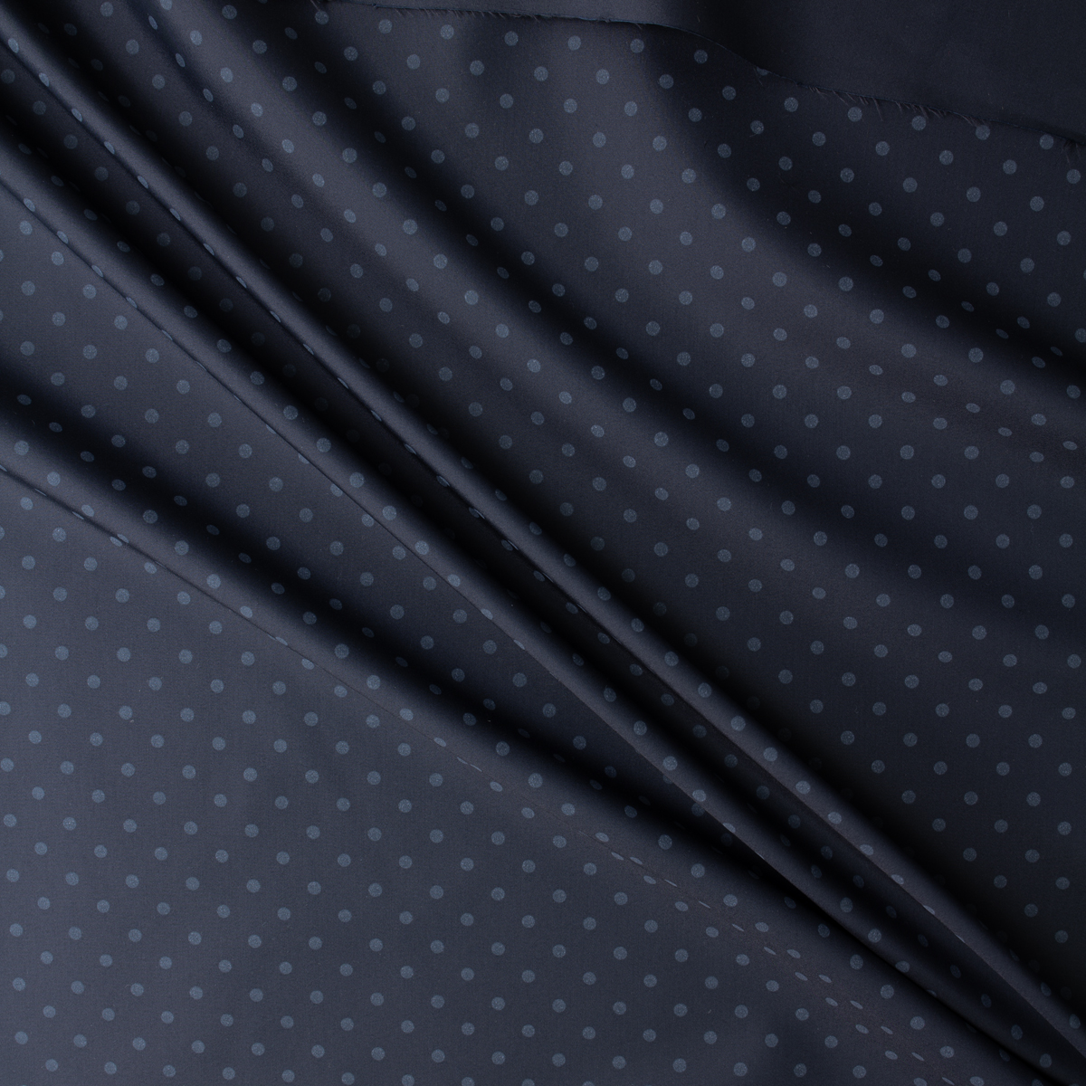 Slate on Navy Polka Dots Cotton/Poly Poplin #31109 Fabric By The Yard - Wide shot