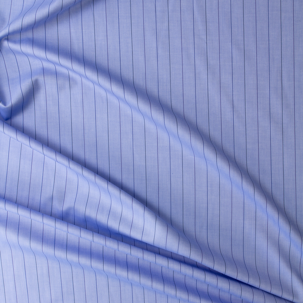 Blue Herringbone Stripe Fine Cotton Shirting #31115 Fabric By The Yard - Wide shot