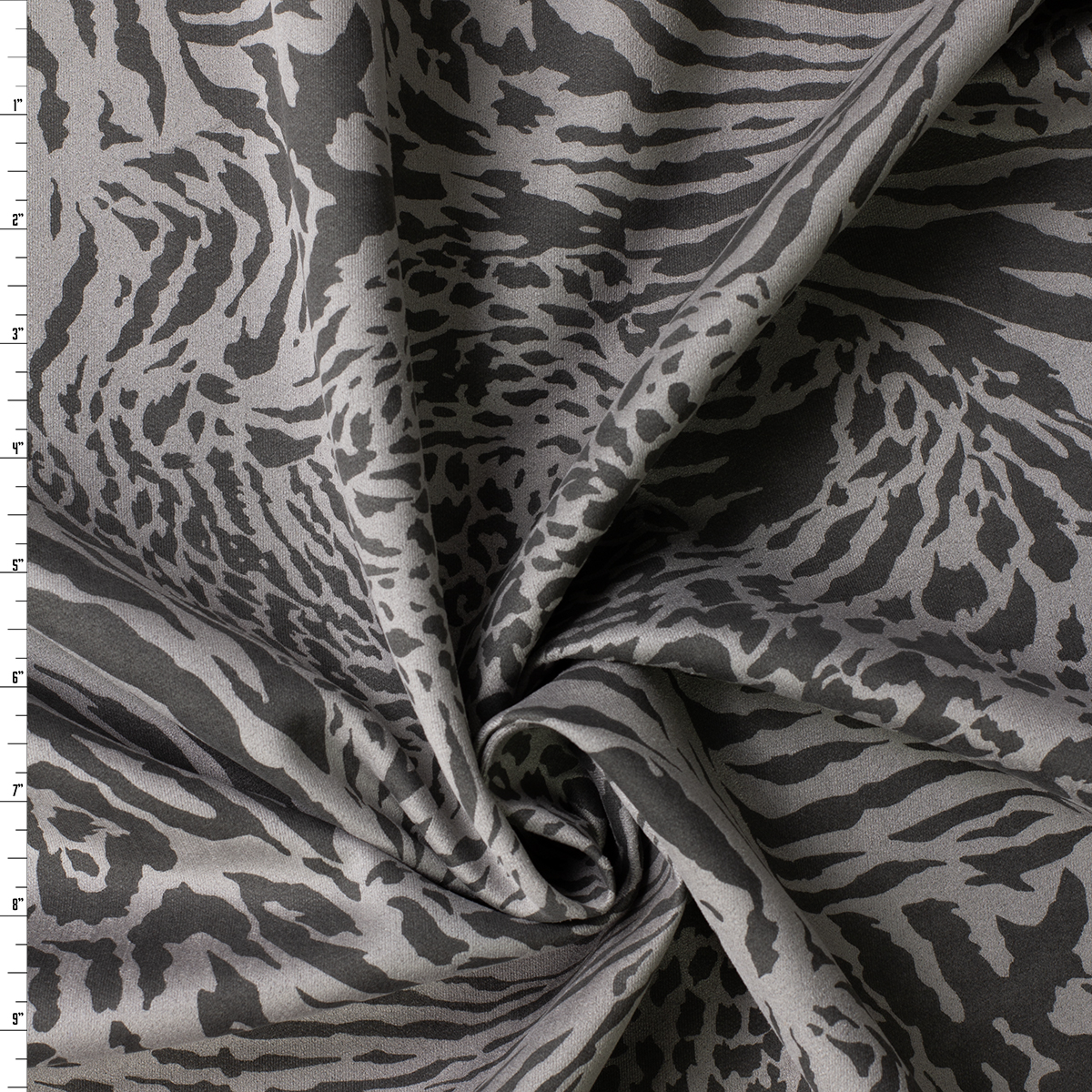 Charcoal and Silver Abstract Animal Stretch Suede Knit #31141 Fabric By The Yard