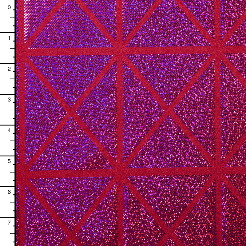 Hot Pink on Red Geometric Holographic 4-way Stretch Nylon/Lycra
