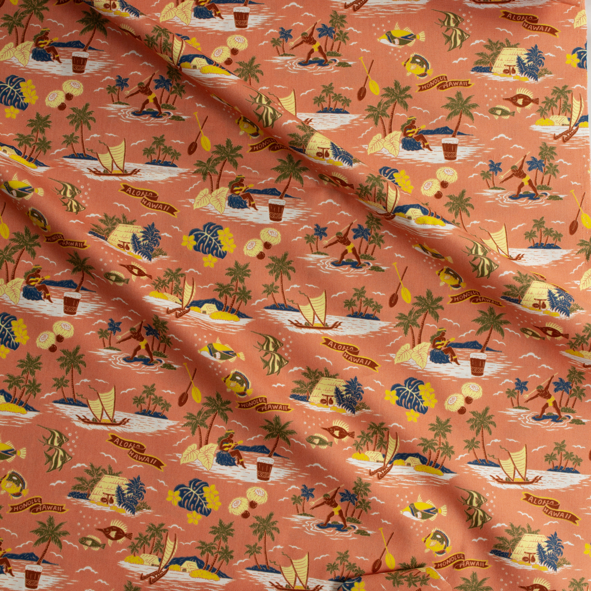 Island Paradise - Salmon Japanese Cotton Poplin from Robert Kaufman #31181 Fabric By The Yard - Wide shot