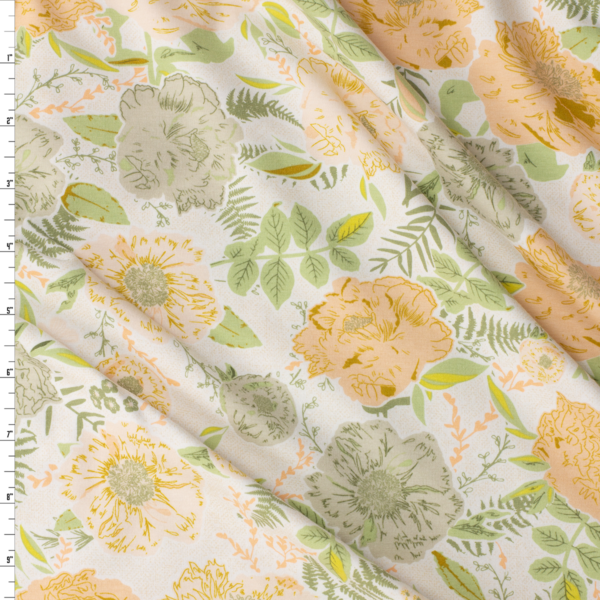 Gathered Foraged Garland Poppy Stretch Cotton Jersey Knit from Art Gallery Fabrics #31217 Fabric By The Yard
