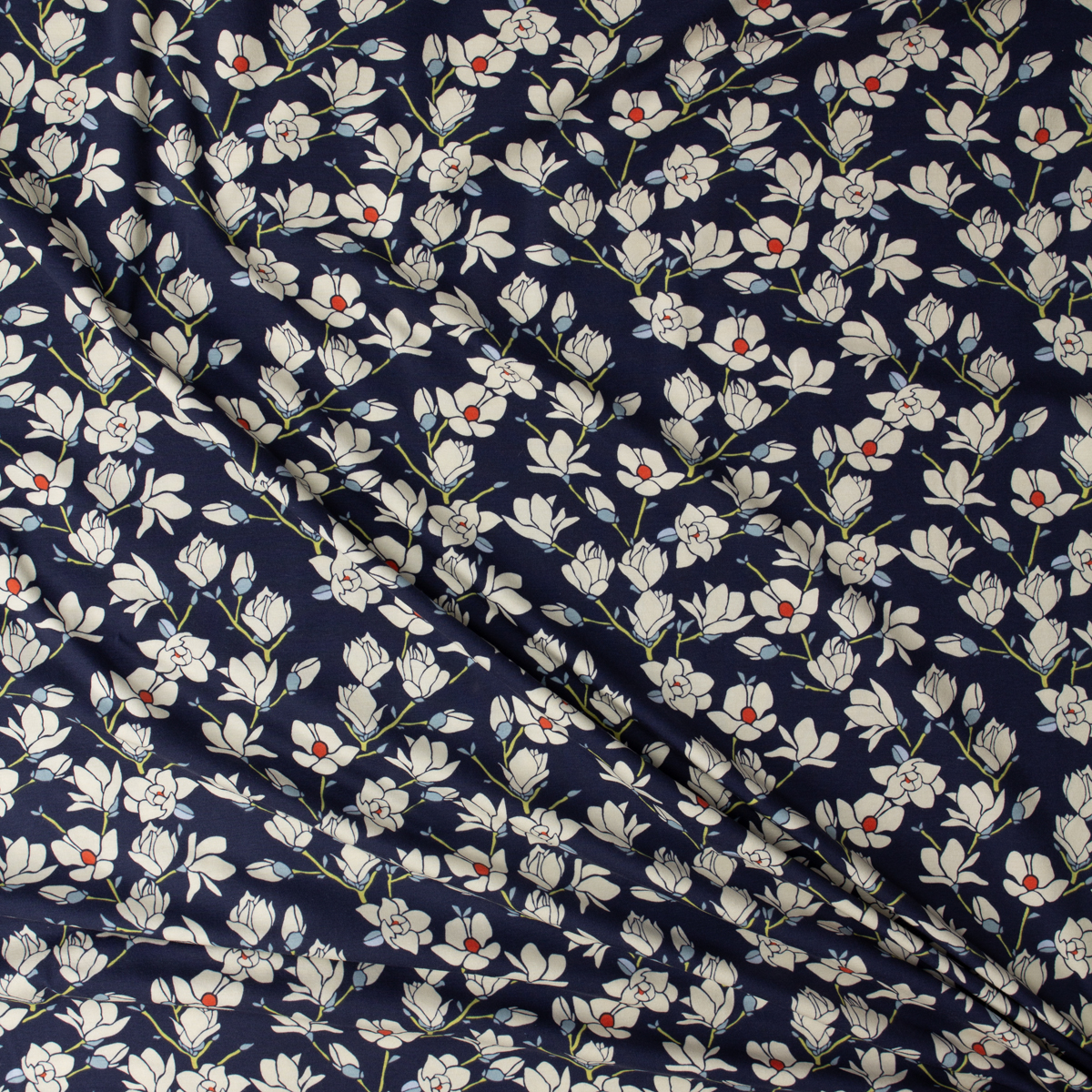 Charleston Magnolia Nightfall Stretch Cotton Jersey Knit from Art Gallery Fabrics #31219 Fabric By The Yard - Wide shot