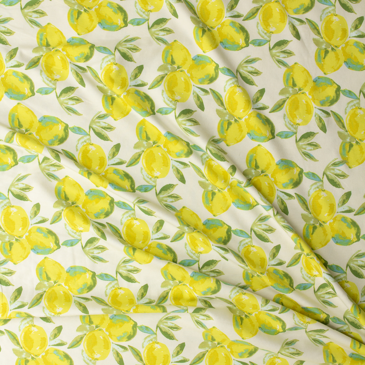 Sage Yuma Lemons Mist Stretch Cotton Jersey Knit from Art Gallery Fabrics #31224 Fabric By The Yard - Wide shot