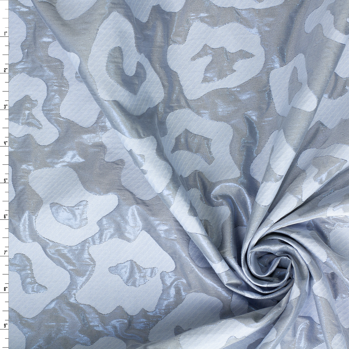 Metallic Light Blue Leopard Metallic Brocade #31293 Fabric By The Yard