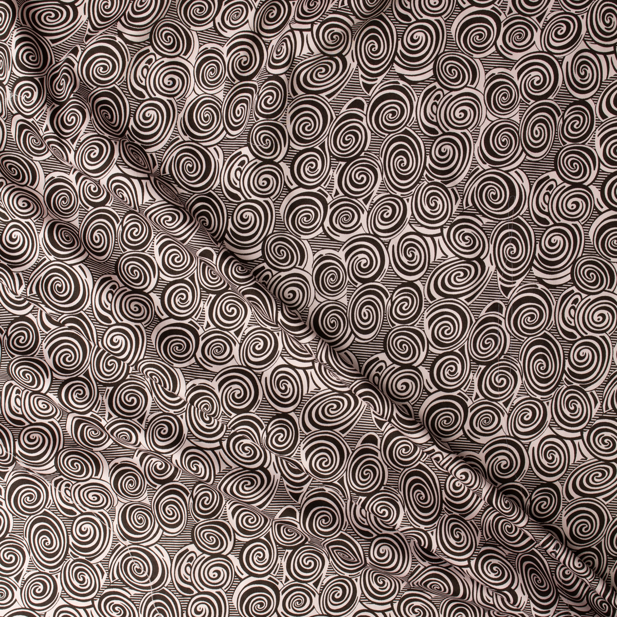 Blush and Brown Swirl Stretch Cotton Sateen #31308 Fabric By The Yard - Wide shot