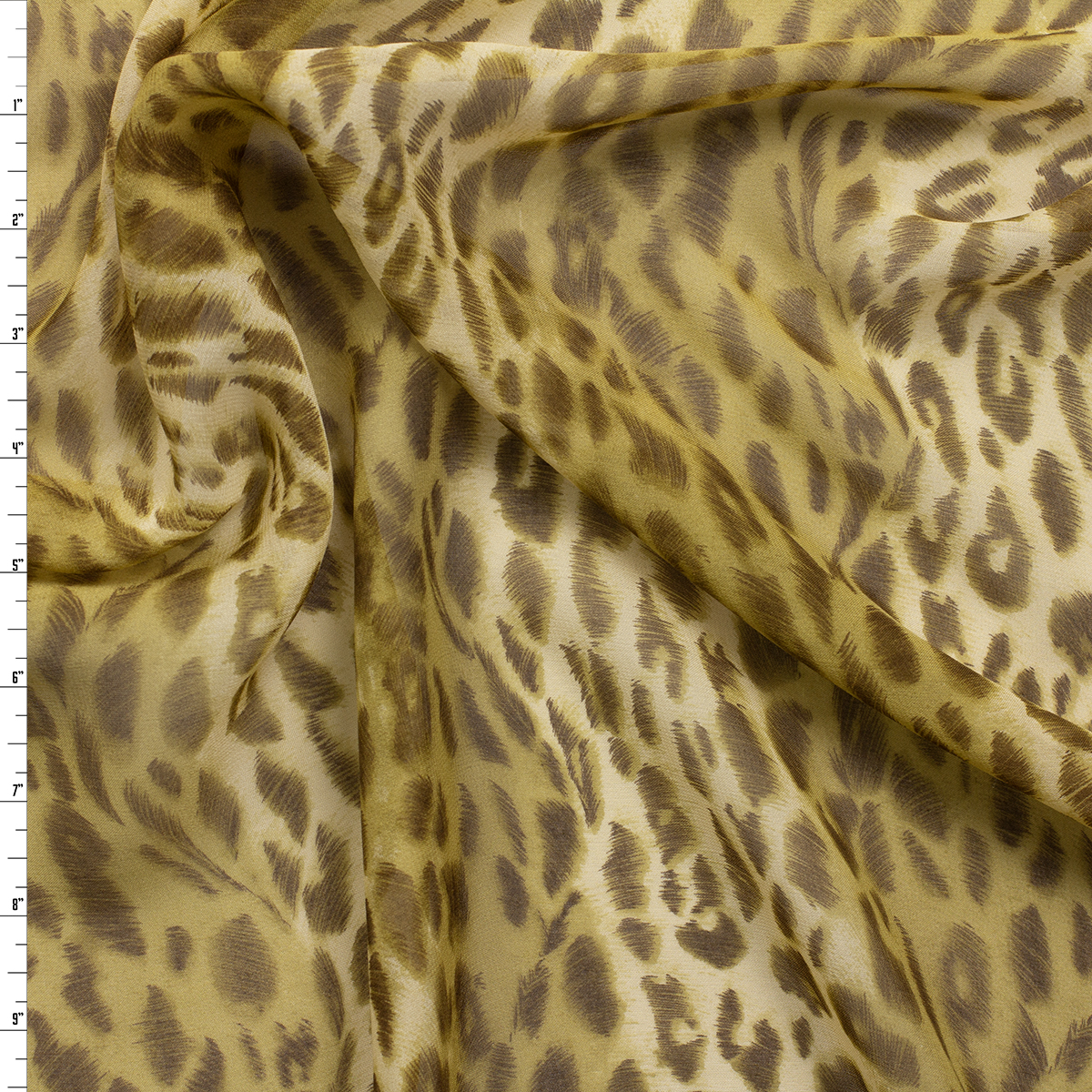 Sahara Leopard Silk Chiffon #31325 Fabric By The Yard