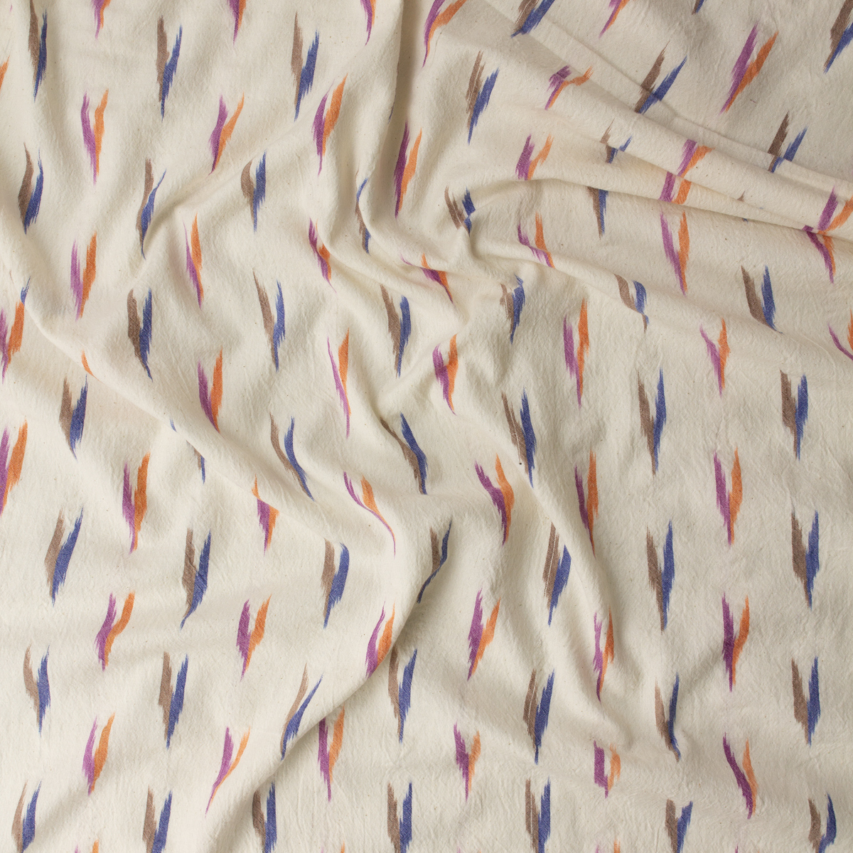 Multi Ikat on Ivory Cotton Gauze #31393 Fabric By The Yard - Wide shot