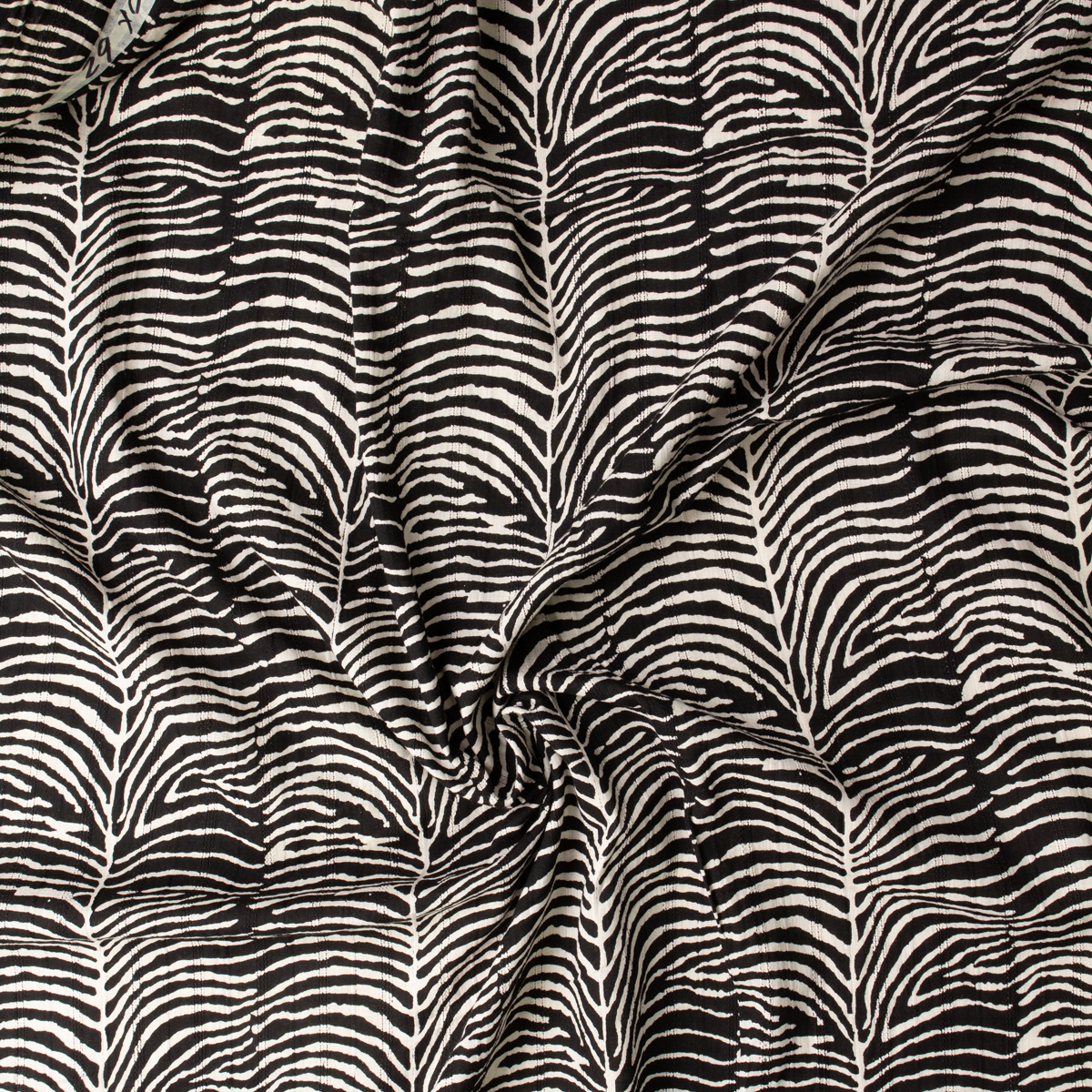 Black and Ivory Zebra Print Embroidered Cotton Lawn #31401 Fabric By The Yard - Wide shot