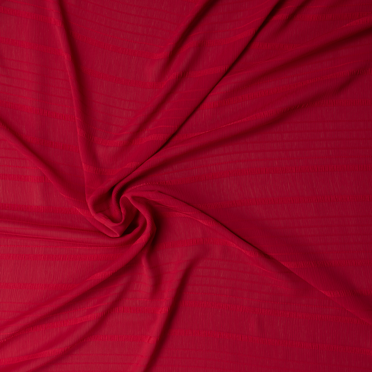 Scarlet Textured Horizontal Stripe Polyester Crinkle Chiffon #31410 Fabric By The Yard - Wide shot