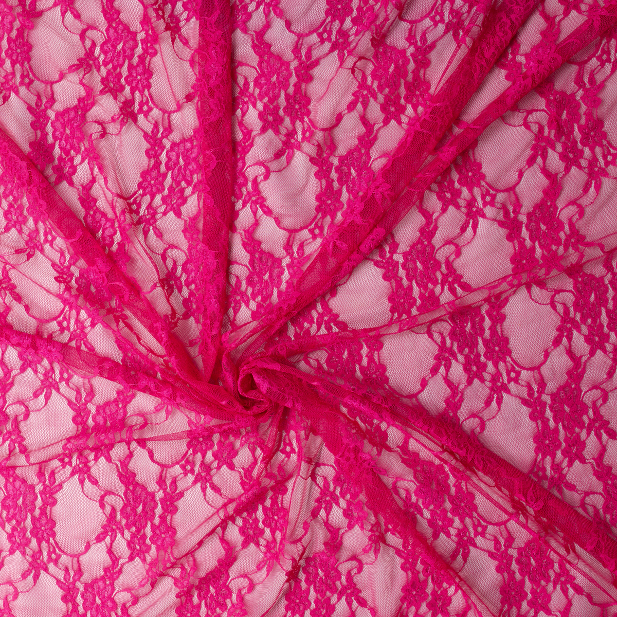 Hot Pink Floral Stretch Lace #31449 Fabric By The Yard - Wide shot