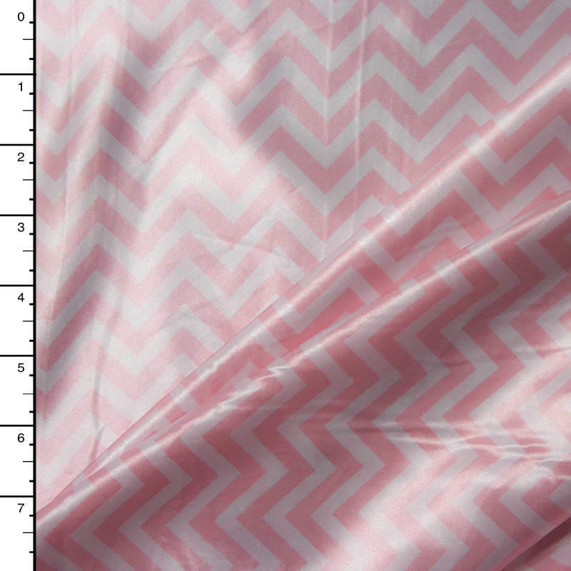 Pink and White Chevron Charmeuse Satin Print