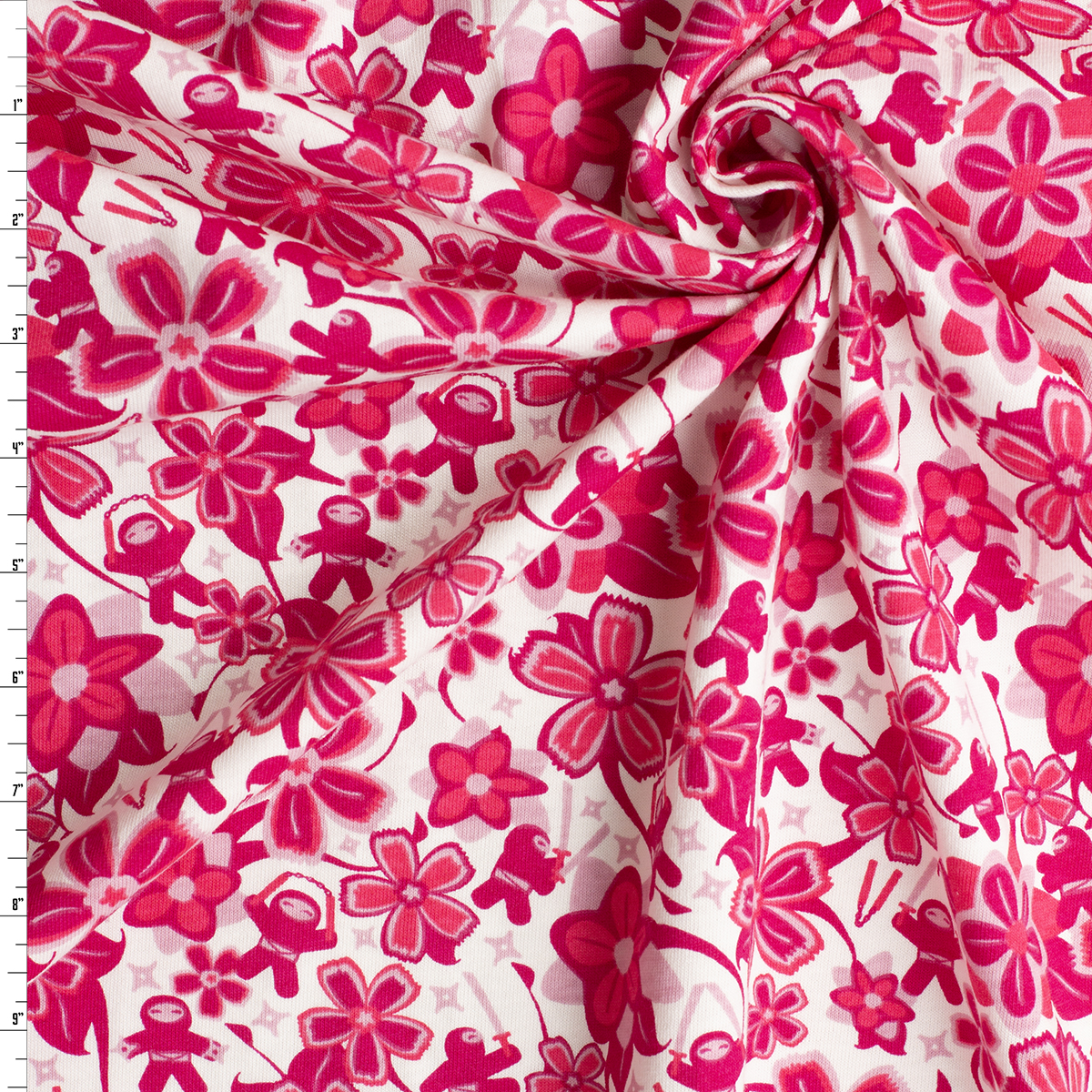 Ninja Blossoms Cotton Jersey Knit Print #31677 Fabric By The Yard