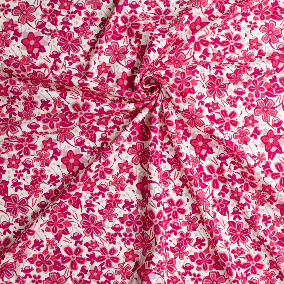 Ninja Blossoms Cotton Jersey Knit Print #31677 Fabric By The Yard - Wide shot