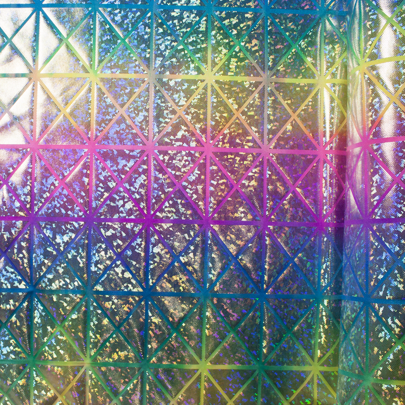 Geometric Silver Holographic on Tie Dye Nylon/Lycra