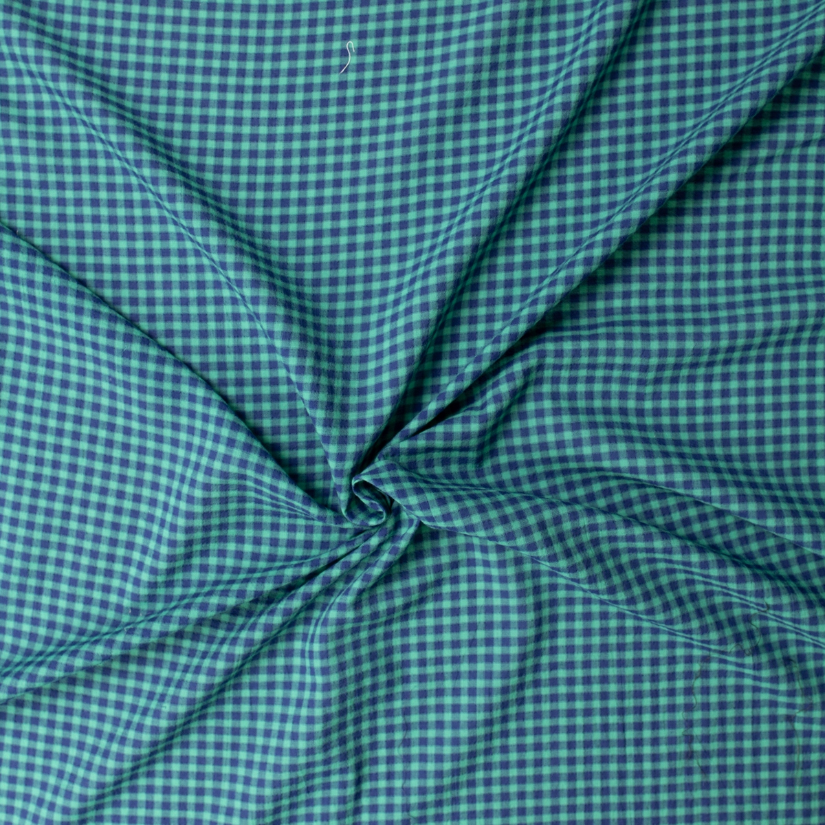 Navy and Green Plaid Cotton Seersucker #31803 Fabric By The Yard - Wide shot