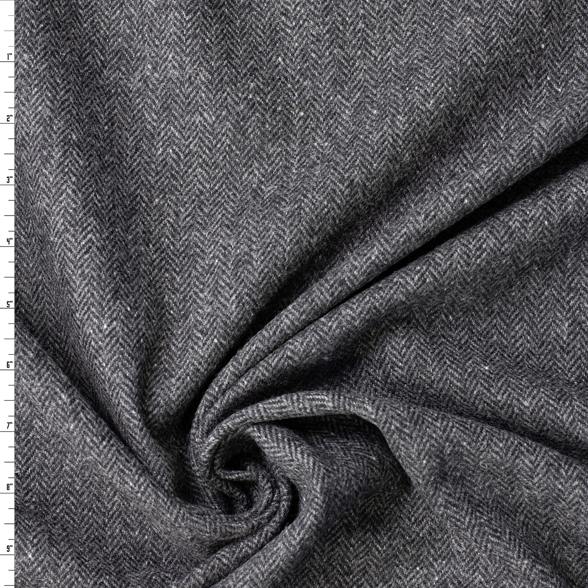 Charcoal Herringbone Coating Weight Wool Tweed #31820 Fabric By The Yard
