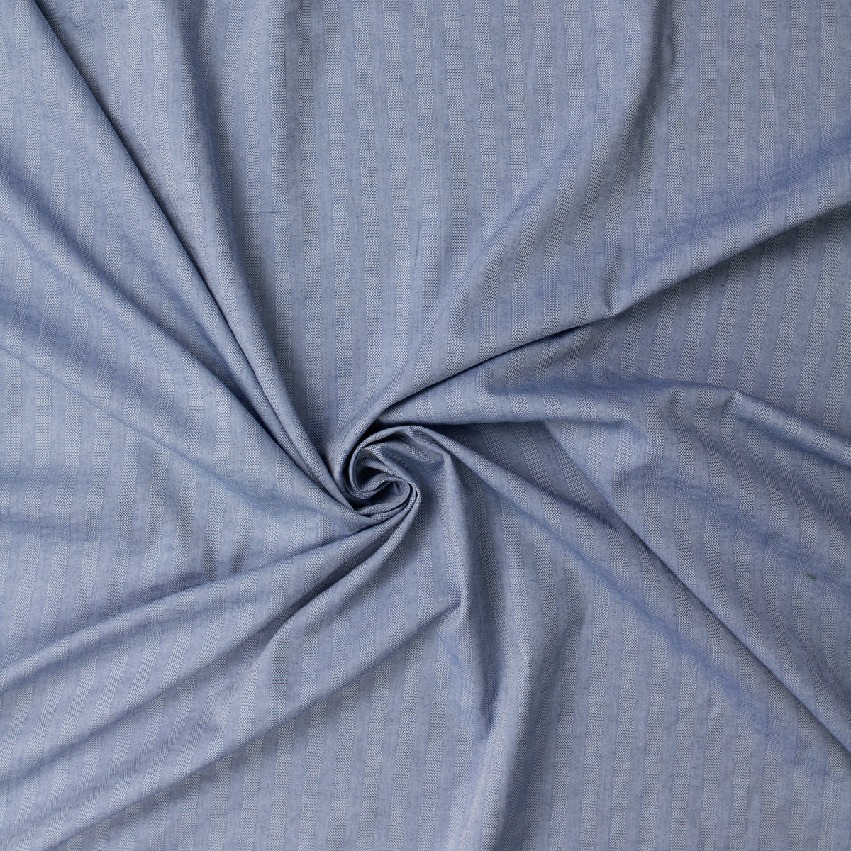 Light Blue Vertical Stripe Italian Designer Jacquard Chambray #31848 Fabric By The Yard - Wide shot