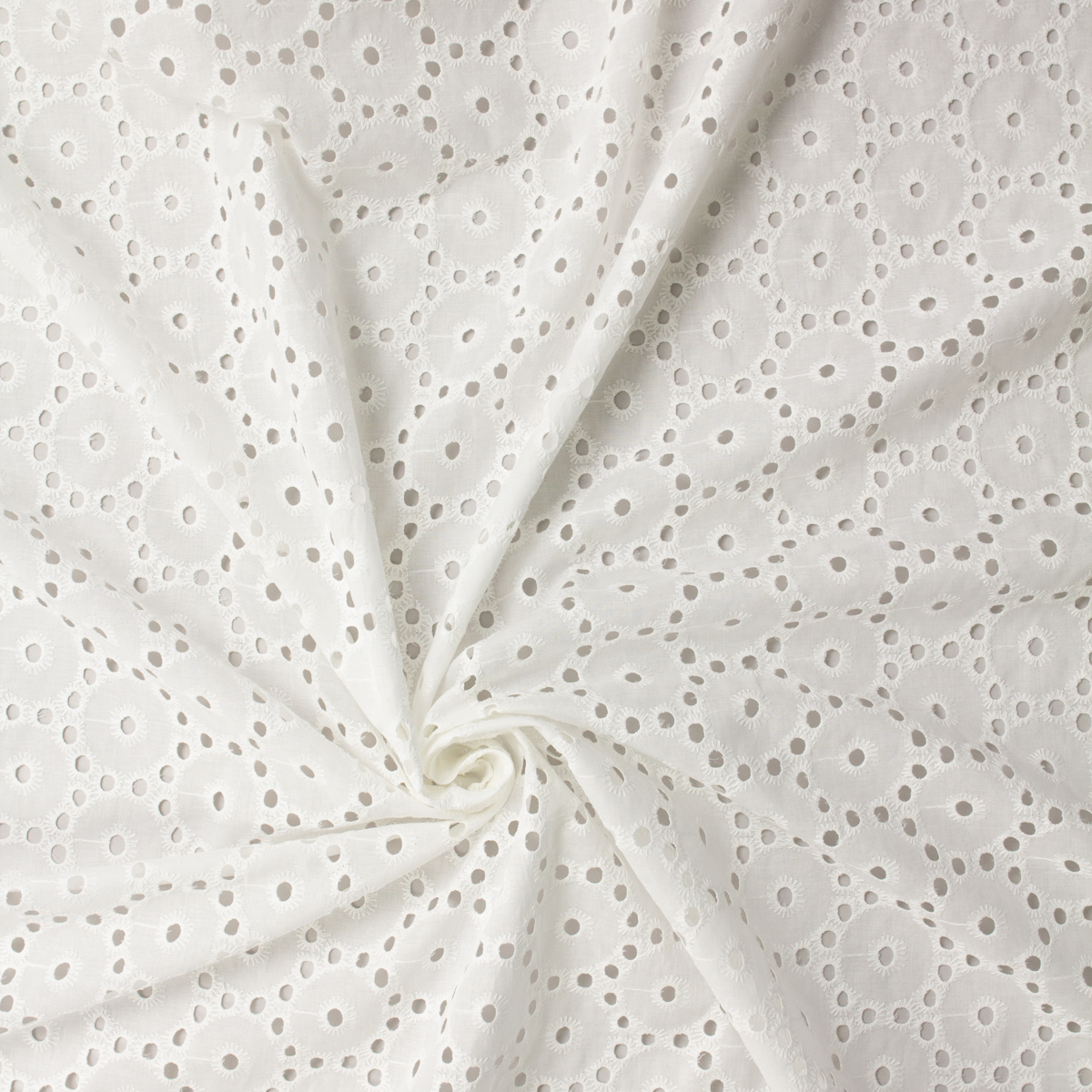 White on White Medallions Italian Designer Cotton Eyelet #31856 Fabric By The Yard - Wide shot