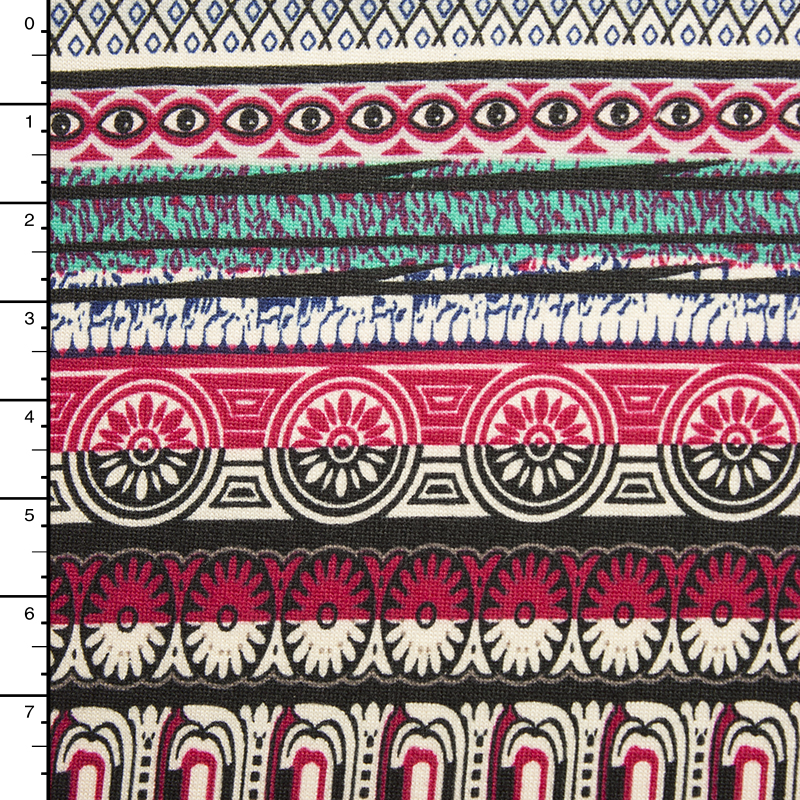 Pink, Black, and Teal Bohemian Tribal Stripe Sweater Knit #15374