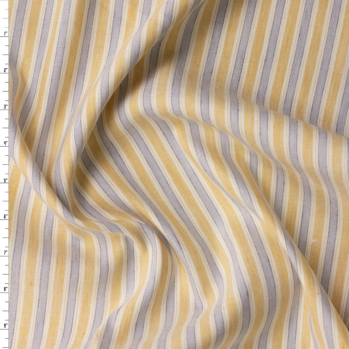 Light Blue and Orange Vertical Stripe Marabella Stretch Linen/Viscose #31931 Fabric By The Yard