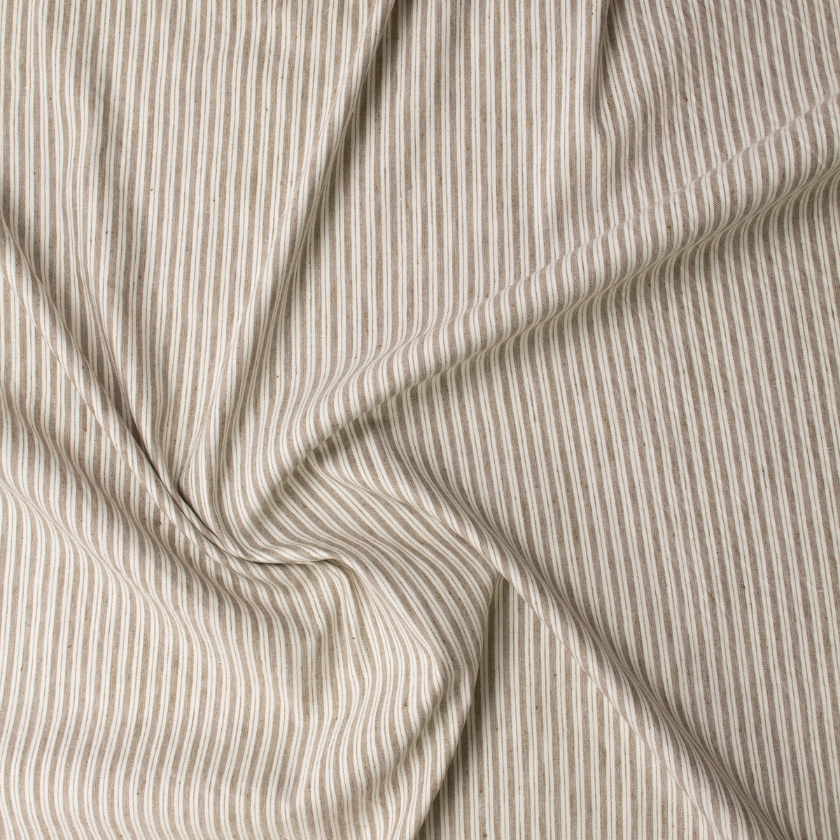 Taupe and Offwhite Vertical Stripe Marabella Stretch Linen/Viscose #31933 Fabric By The Yard - Wide shot