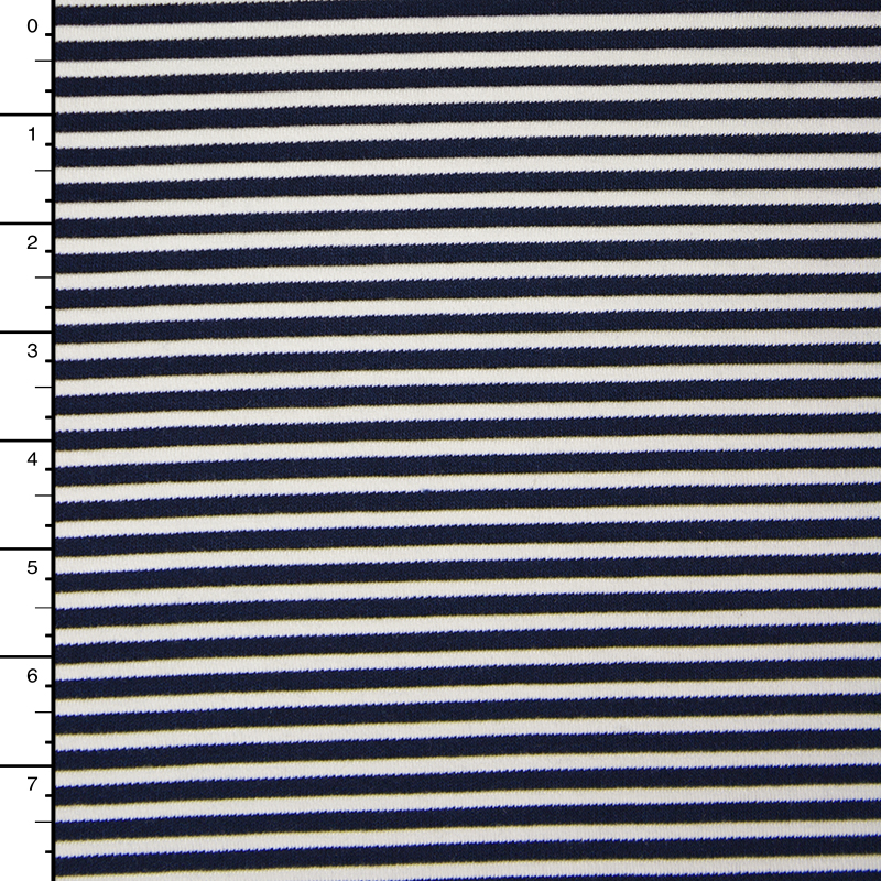 Navy and White Textured Stripe 4-way Stretch Heavy Knit