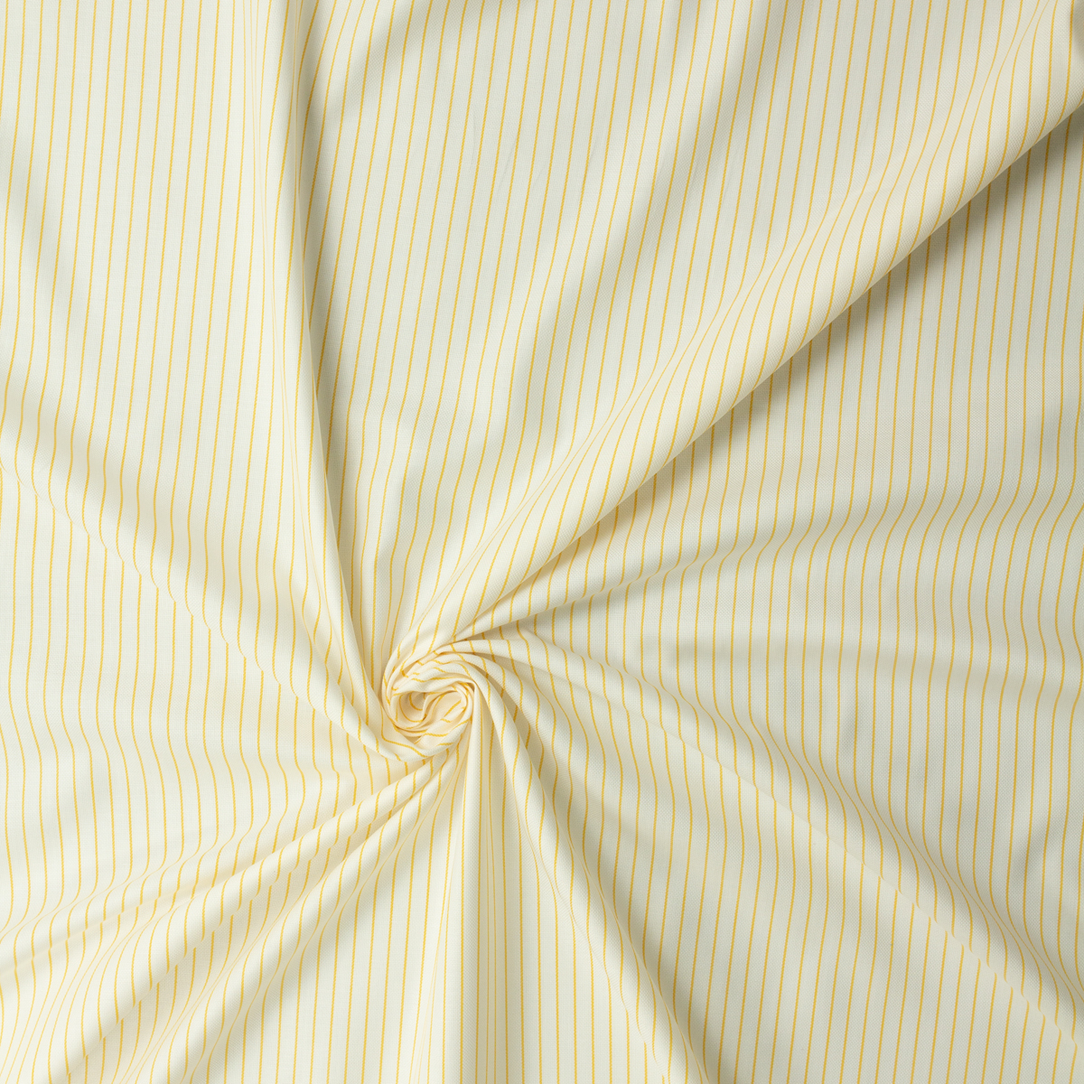 Yellow Pinstripes on White Designer Cotton Oxford #31941 Fabric By The Yard - Wide shot
