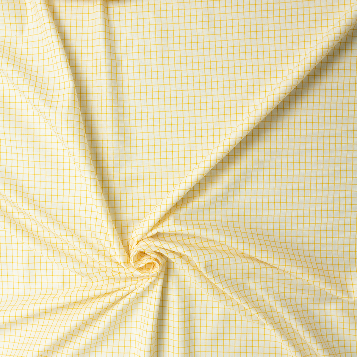 Yellow Windowpane Plaid on White Designer Cotton Oxford #31942 Fabric By The Yard - Wide shot