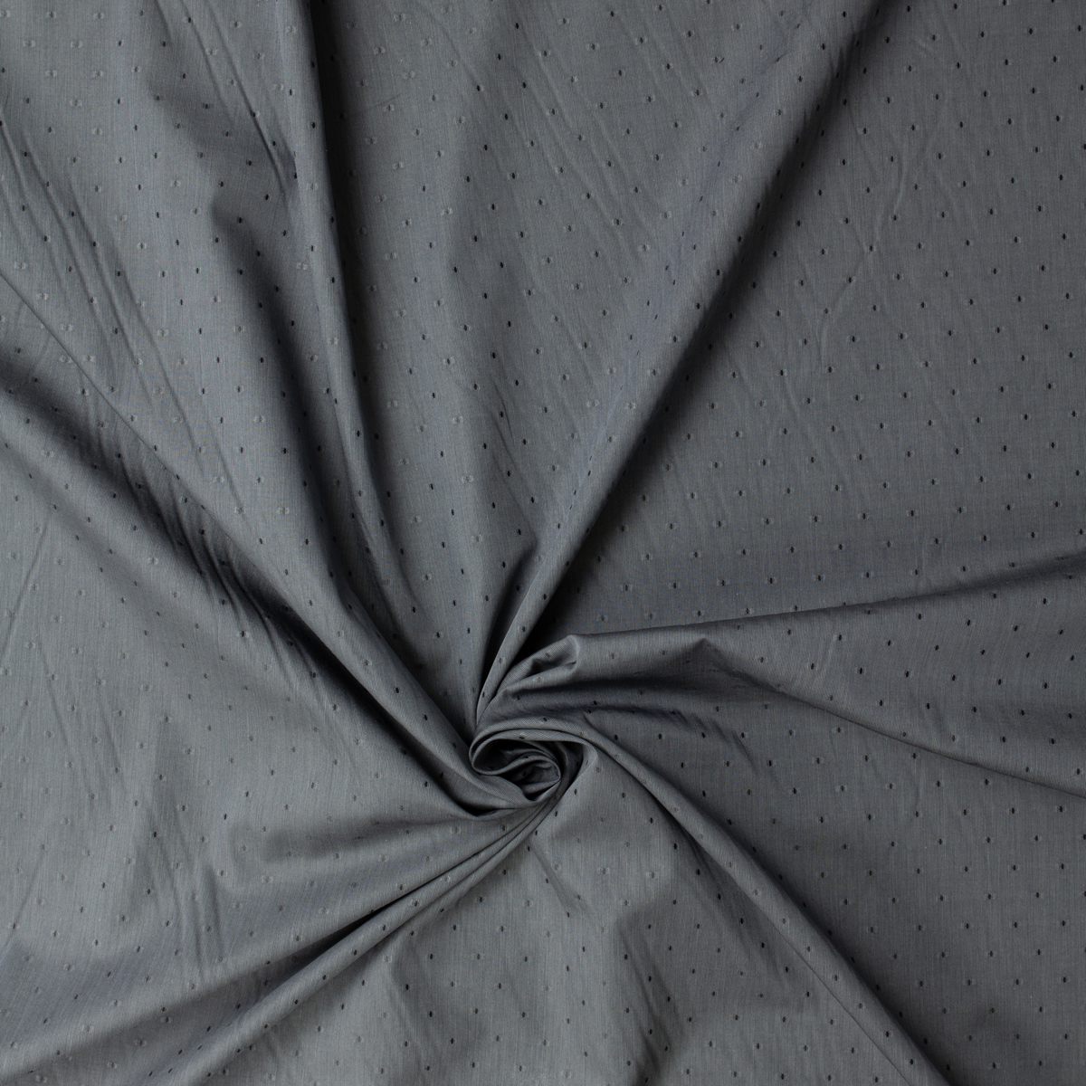 Black Dots on Charcoal Embroidered Dot Cotton Shirting #31944 Fabric By The Yard - Wide shot