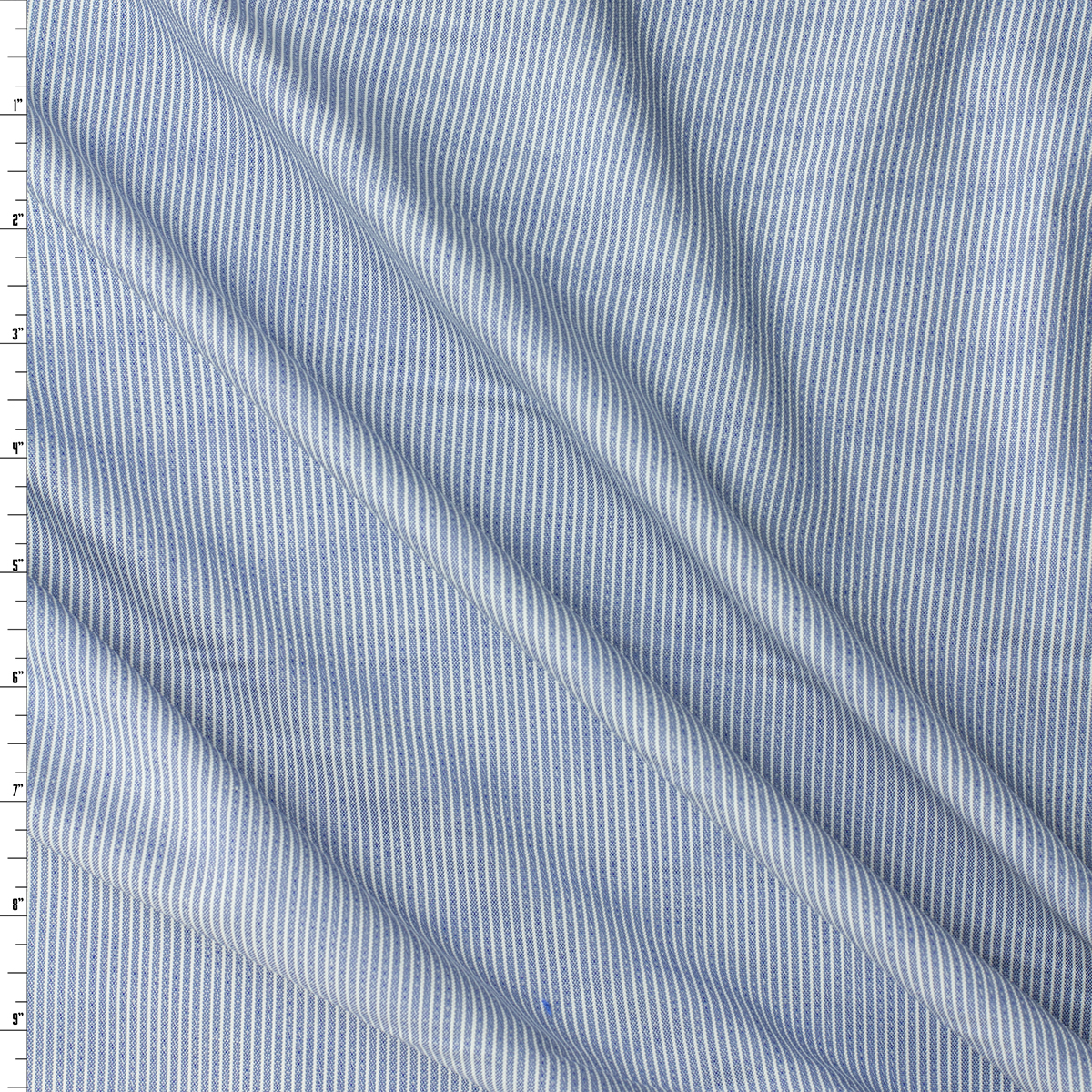 White Pinstripes on Light Blue Chambray Shirting #31947 Fabric By The Yard
